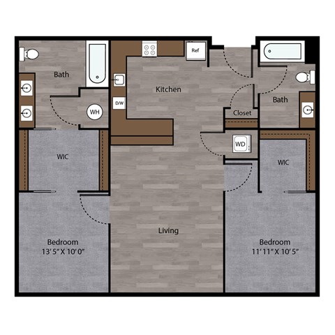 The Porter Floor Plan at Benson Lights Apartments in Omaha, NE